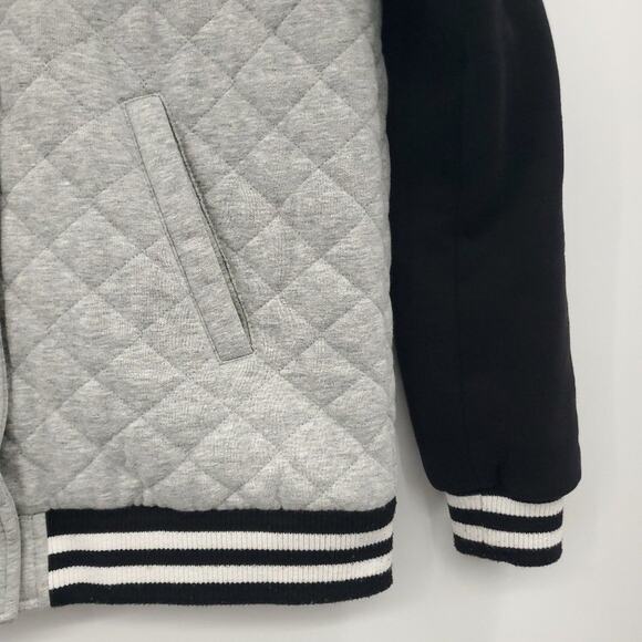 Forever 21 Varsity Jacket Small Womens Gray Quilted Sport Girlfriend - Picture 8 of 11